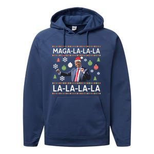 Funny Donald Trump Ugly Christmas Maga La La La Gift Performance Fleece Hoodie