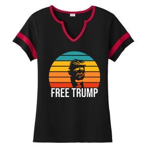 Free Donald Trump From Prison Ladies Halftime Notch Neck Tee