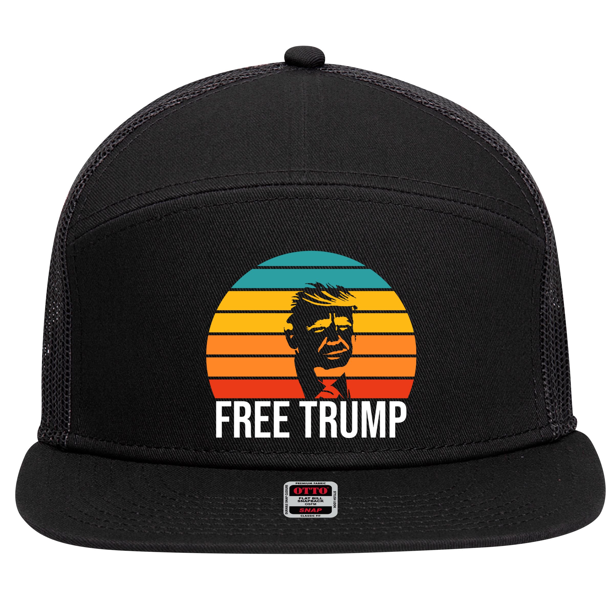 Free Donald Trump From Prison 7 Panel Mesh Trucker Snapback Hat