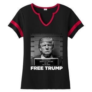 Free Donald Trump Mugshot Ladies Halftime Notch Neck Tee