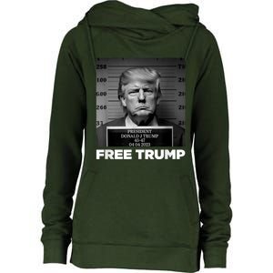 Free Donald Trump Mugshot Womens Funnel Neck Pullover Hood