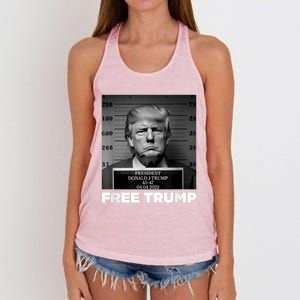 Free Donald Trump Mugshot Women's Knotted Racerback Tank