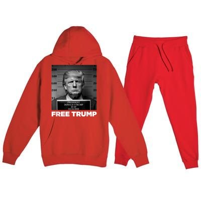 Free Donald Trump Mugshot Premium Hooded Sweatsuit Set