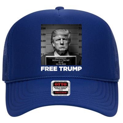 Free Donald Trump Mugshot High Crown Mesh Back Trucker Hat