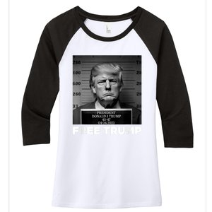 Free Donald Trump Mugshot Women's Tri-Blend 3/4-Sleeve Raglan Shirt