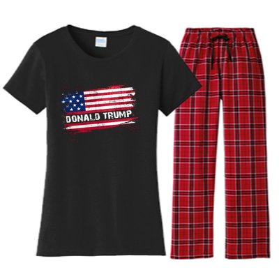 Flag Donald Trump 2024 Women's Flannel Pajama Set