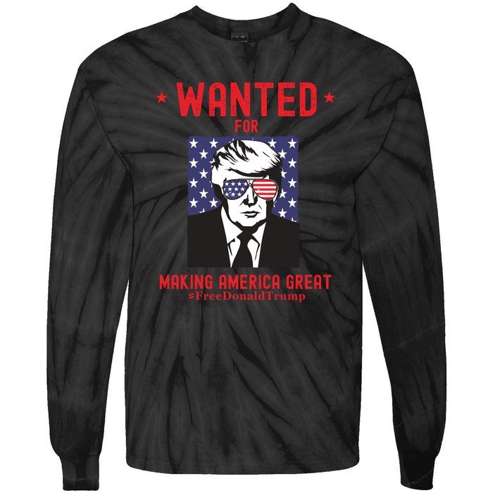 Free Donald Trump MAGA Conservative Republican Tie-Dye Long Sleeve Shirt