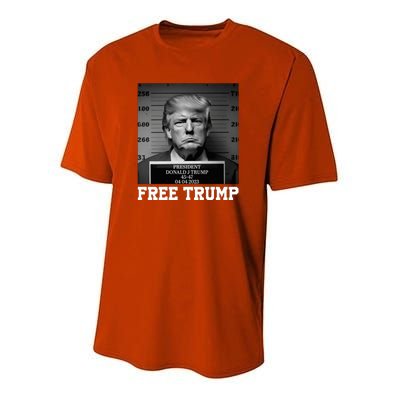 Free Donald Trump Mug Shot Youth Performance Sprint T-Shirt