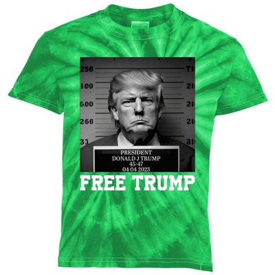 Free Donald Trump Mug Shot Kids Tie-Dye T-Shirt