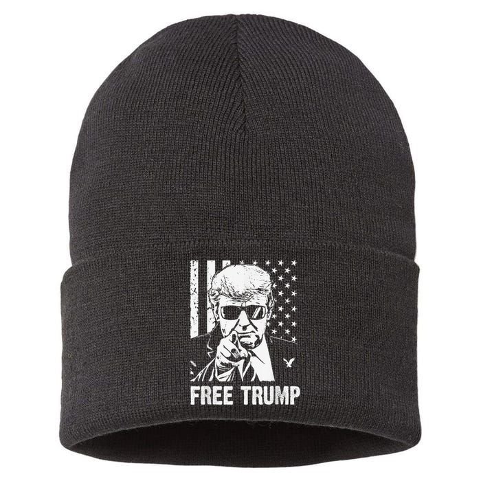 Free Donald Trump American Flag Sustainable Knit Beanie