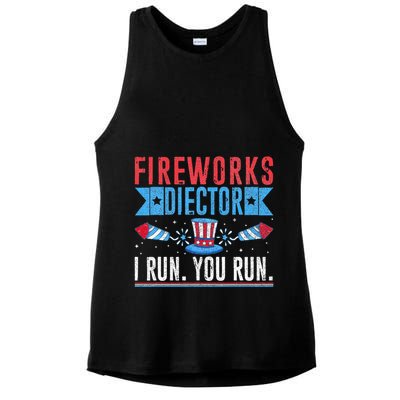 Firework Director Technician I Run You Run 4th Of July Ladies PosiCharge Tri-Blend Wicking Tank