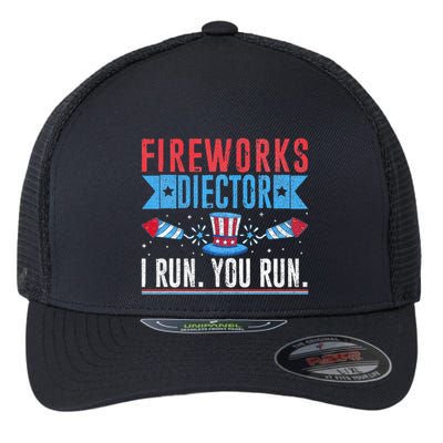 Firework Director Technician I Run You Run 4th Of July Flexfit Unipanel Trucker Cap