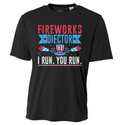 Firework Director Technician I Run You Run 4th Of July Cooling Performance Crew T-Shirt