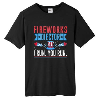 Firework Director Technician I Run You Run 4th Of July Tall Fusion ChromaSoft Performance T-Shirt