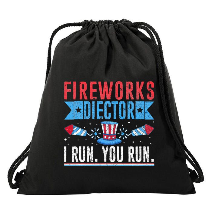 Firework Director Technician I Run You Run 4th Of July Drawstring Bag