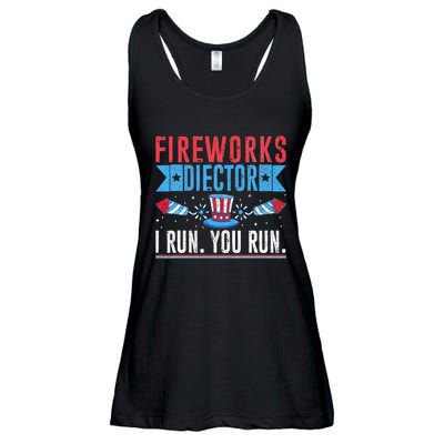 Firework Director Technician I Run You Run 4th Of July Ladies Essential Flowy Tank