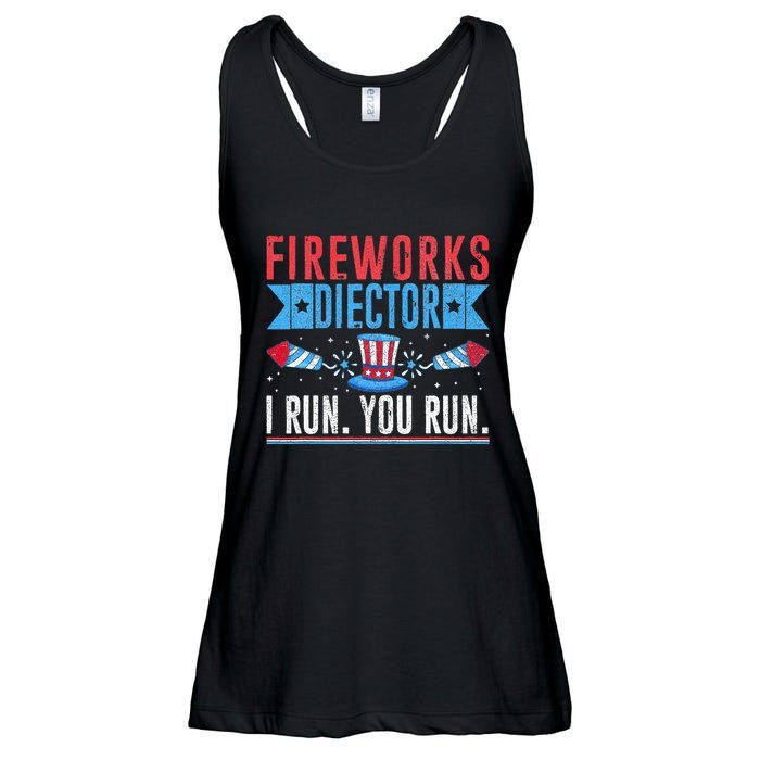 Firework Director Technician I Run You Run 4th Of July Ladies Essential Flowy Tank