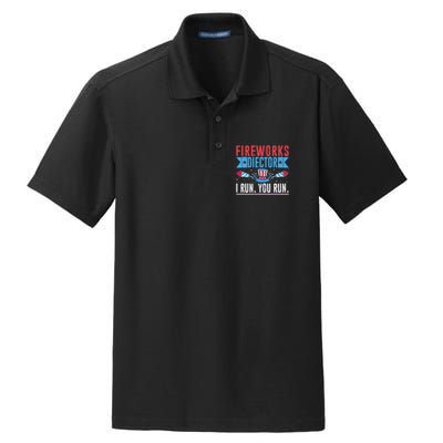 Firework Director Technician I Run You Run 4th Of July Dry Zone Grid Polo