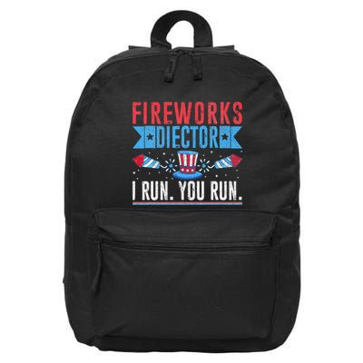Firework Director Technician I Run You Run 4th Of July 16 in Basic Backpack