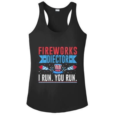 Firework Director Technician I Run You Run 4th Of July Ladies PosiCharge Competitor Racerback Tank