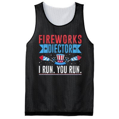 Firework Director Technician I Run You Run 4th Of July Mesh Reversible Basketball Jersey Tank