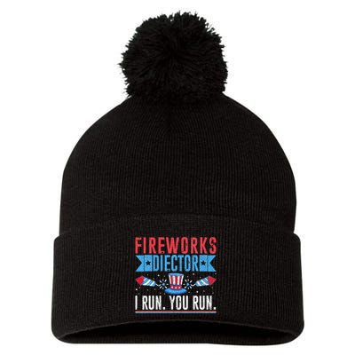Firework Director Technician I Run You Run 4th Of July Pom Pom 12in Knit Beanie