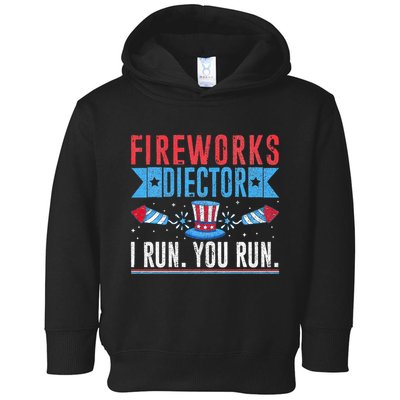 Firework Director Technician I Run You Run 4th Of July Toddler Hoodie
