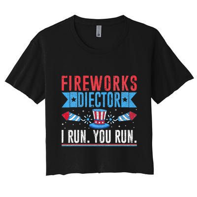 Firework Director Technician I Run You Run 4th Of July Crop Top
