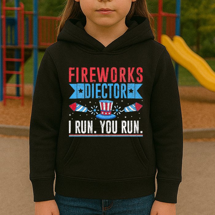 Firework Director Technician I Run You Run 4th Of July Kids Hoodie