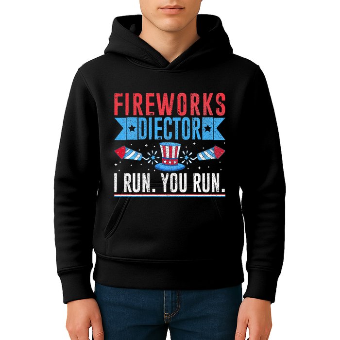 Firework Director Technician I Run You Run 4th Of July Kids Hoodie