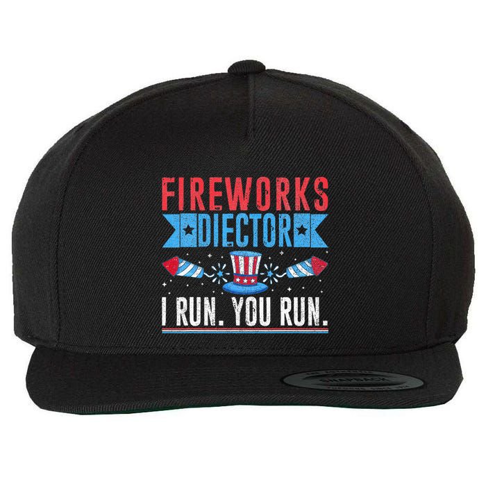 Firework Director Technician I Run You Run 4th Of July Wool Snapback Cap
