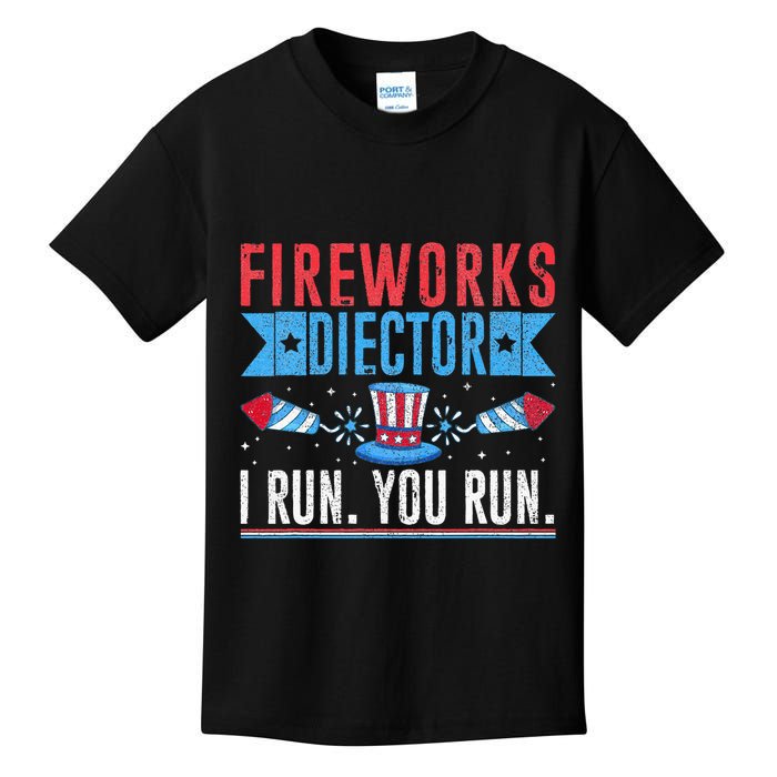 Firework Director Technician I Run You Run 4th Of July Kids T-Shirt