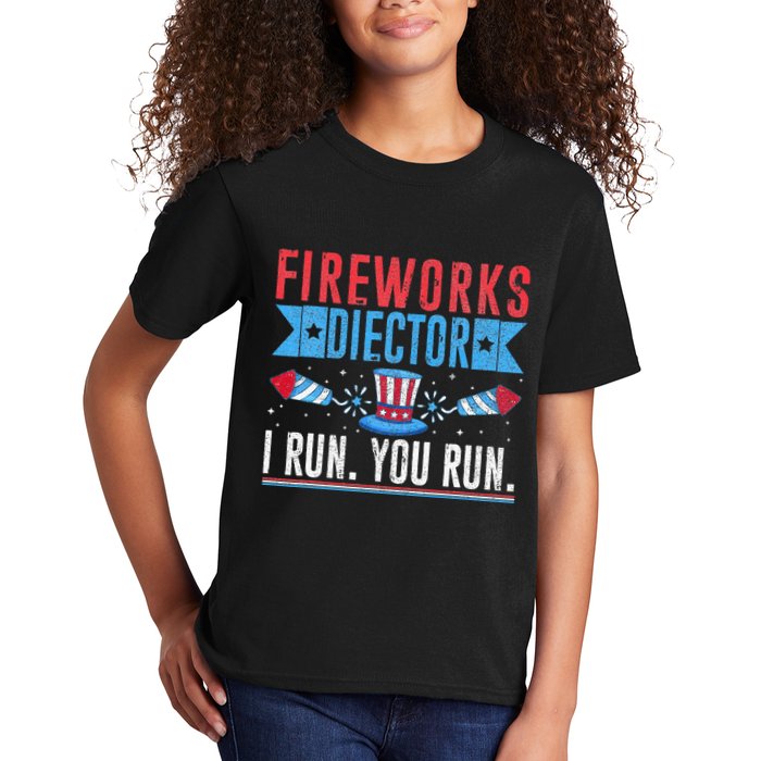 Firework Director Technician I Run You Run 4th Of July Kids T-Shirt