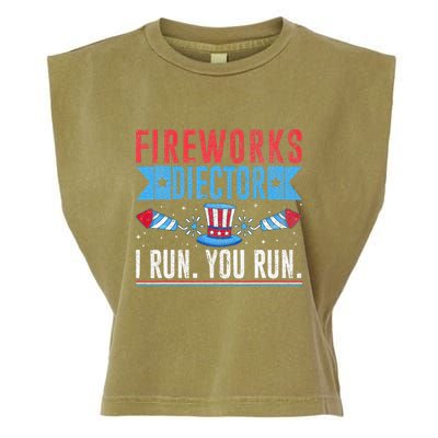 Firework Director Technician I Run You Run 4th Of July Garment-Dyed Women's Muscle Tee