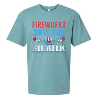 Firework Director Technician I Run You Run 4th Of July Sueded Cloud Jersey T-Shirt