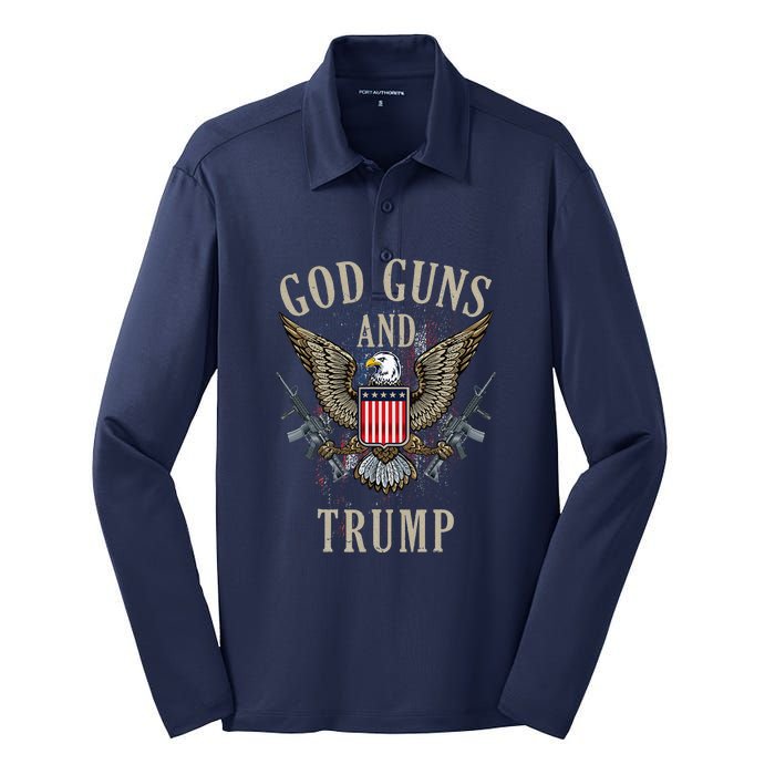 Free Donald Trump Republican Support Silk Touch Performance Long Sleeve Polo