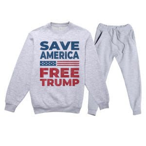 Free Donald Trump 2024 Free Trump Save America President Premium Crewneck Sweatsuit Set