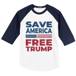 Free Donald Trump 2024 Free Trump Save America President Baseball Sleeve Shirt