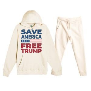 Free Donald Trump 2024 Free Trump Save America President Premium Hooded Sweatsuit Set