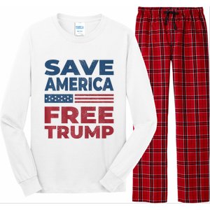 Free Donald Trump 2024 Free Trump Save America President Long Sleeve Pajama Set