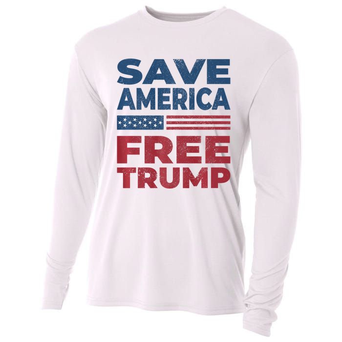 Free Donald Trump 2024 Free Trump Save America President Cooling Performance Long Sleeve Crew