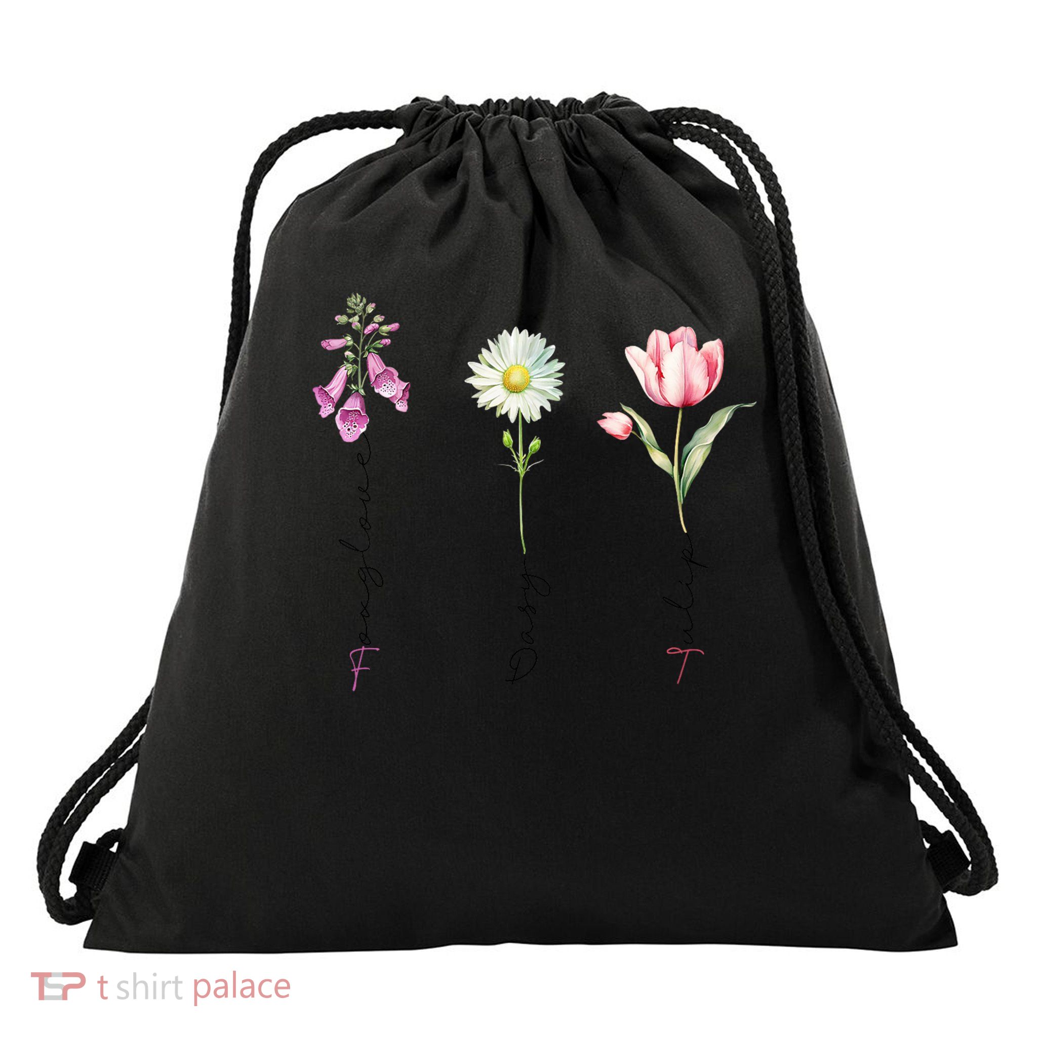 Foxglove Daisy Tulip Floral Funny Political Drawstring Bag