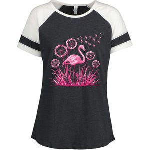 Flower Dandelion Tropical Bird Flamingo Enza Ladies Jersey Colorblock Tee