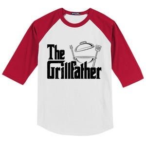 Fathers Day The Grillfather Grill Lover Dad Gift Kids Colorblock Raglan Jersey