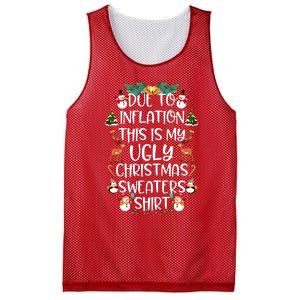 Funny Due To Inflation This Is My Ugly Christmas Sweaters Shirt Mesh Reversible Basketball Jersey Tank