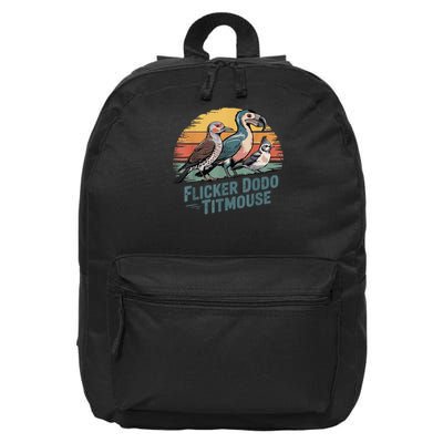 Flicker Dodo Titmouse Funny Retro Bird Lovers 16 in Basic Backpack