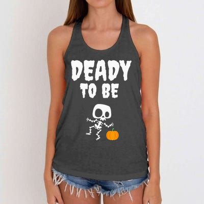 Funny Deady To Be Dad Halloween Pregnancy Announcement Women's Knotted Racerback Tank