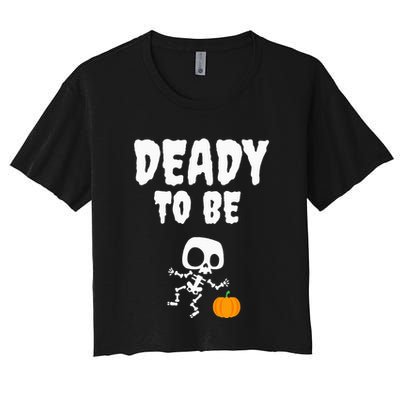 Funny Deady To Be Dad Halloween Pregnancy Announcement Crop Top