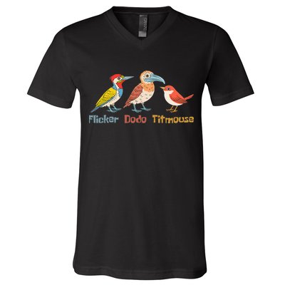 Flicker Dodo Titmouse Bird Lover Nature Lover V-Neck T-Shirt