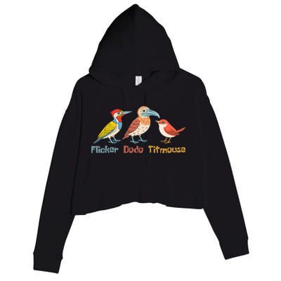 Flicker Dodo Titmouse Bird Lover Nature Lover Crop Fleece Hoodie